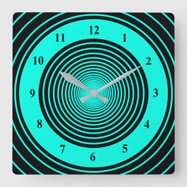 Custom Colours Circles Wall Clock - Turquoise (Front)