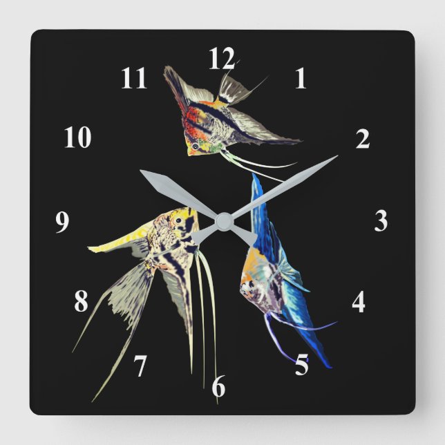 Custom Colours Clock with Scalar Fishes  (Front)