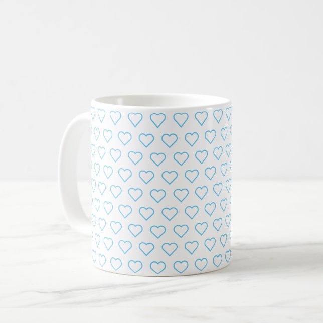 Custom Colours Coffee Mug with Hearts - Love Gift (Front Left)