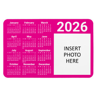 Custom Colours & Custom Photo 2026 Calendar Magnet