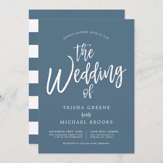 Custom Colours | Dancing Script Wedding Invitation (Front/Back)