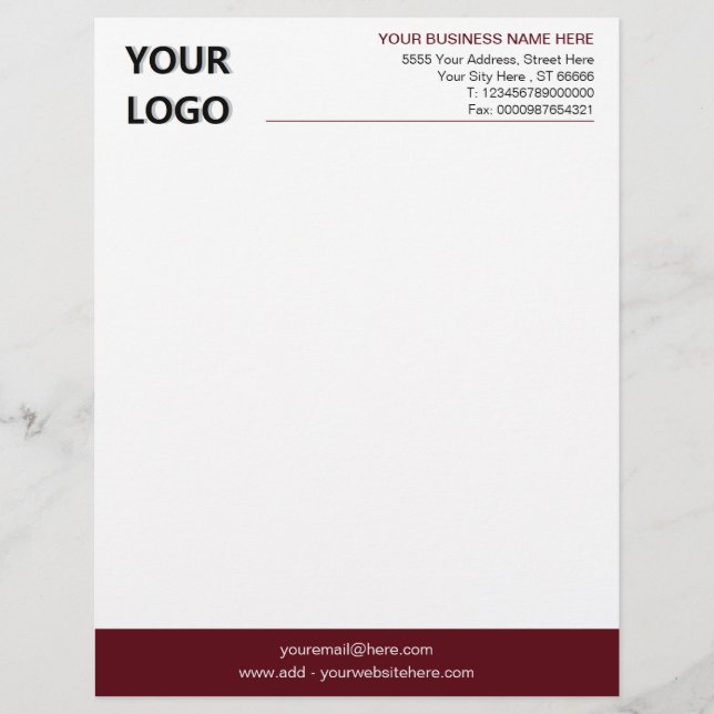 Custom Colours Elegant Design Letterhead with Logo (Front)