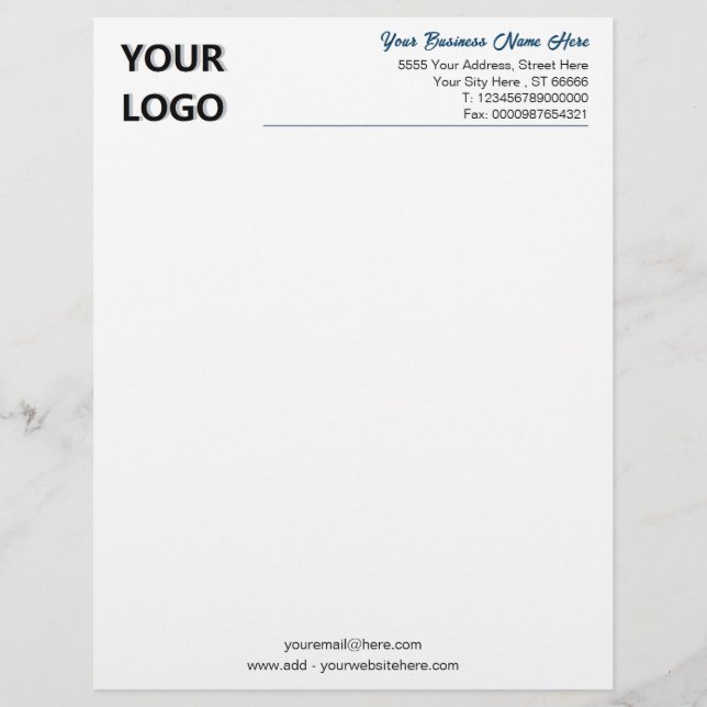 Custom Colours Font Your Own Design Logo Letterhea Letterhead (Front)