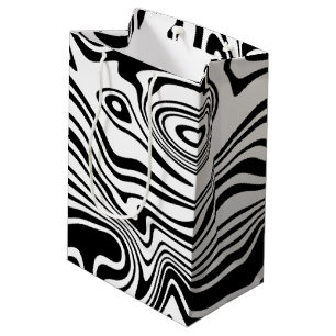 Custom Colours Gift Bag Abstract Waves Black White