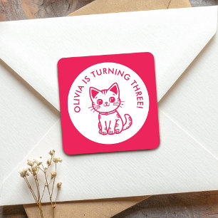 Custom colours kitten square sticker