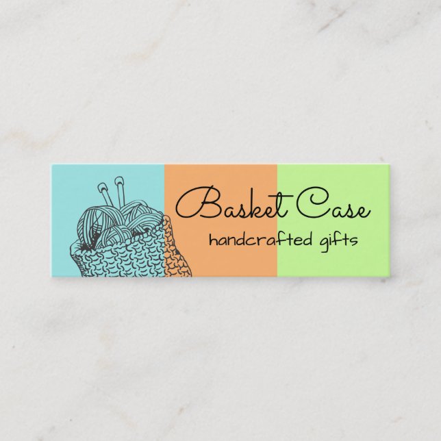 Custom colours knitting yarn basket business card (Front)