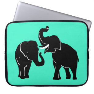 Custom Colours Laptop Sleeve with Elephant Couple