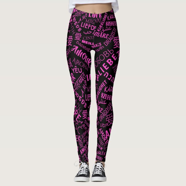 Custom Colours Leggings Multi Language Love Text (Front)