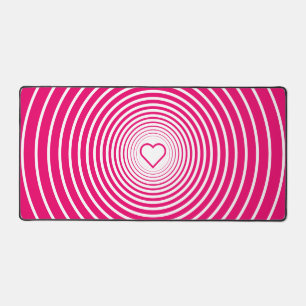 Custom Colours Modern Pink Design with Heart Desk Mat