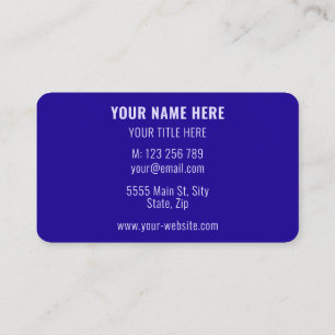 Custom Colours Modern Simple Personalised Blue Business Card