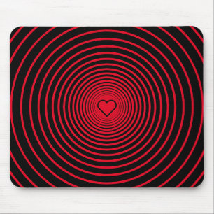 Custom Colours Mouse Pad with Heart - Red Black
