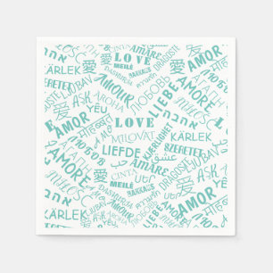 Custom Colours Napkins with Love Text Multilanguag