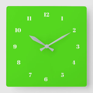 Custom Colours Numbers Font Neon Green Wall Clock