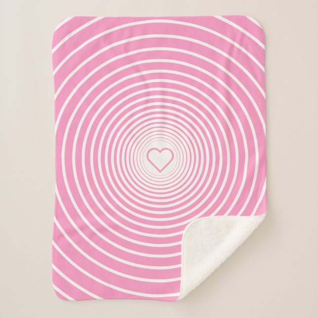 Custom Colours Pink Baby Sherpa Blanket with Heart (Front)