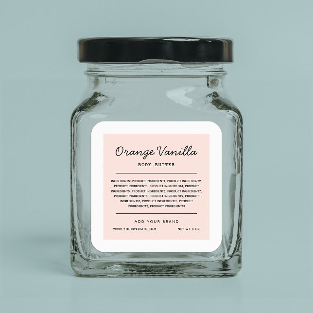 Custom Colours Script Lines Ingredients List Square Sticker (Creator Uploaded)