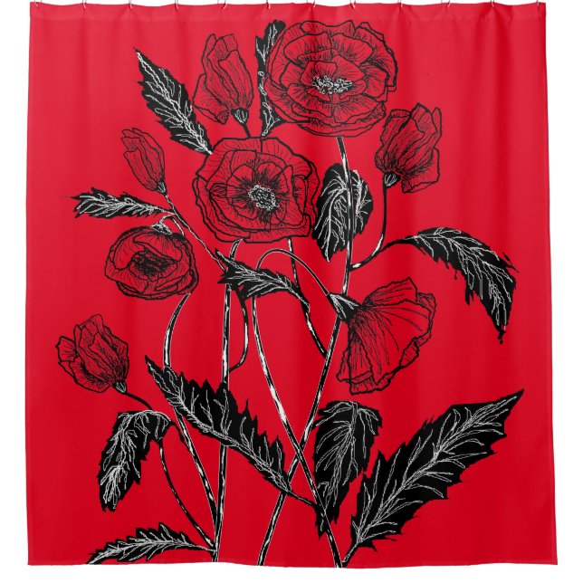 Custom Colours Shower Curtain Poppy - Red (Front)