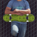 Custom Colours Skateboard - Neon Green Lines<br><div class="desc">Abstract Warped Black & Bright Green Colour Lines - Customisable - Choose / add your favourite background colours !</div>