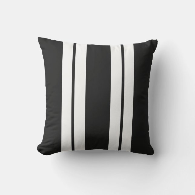 Custom Colours Stripe Black and White Cushion (Front)