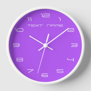 Custom Colours Text Numbers Font Wall Clock Puple