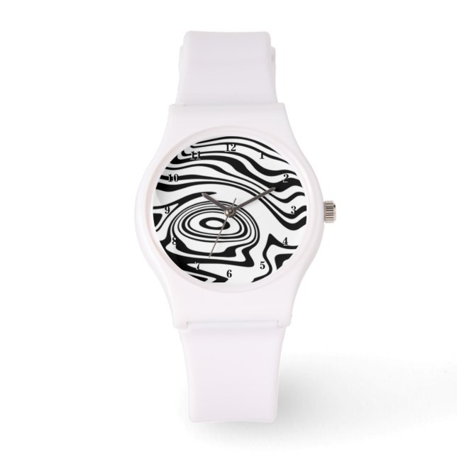 Custom Colours Waves Watch - Black and White (Front)