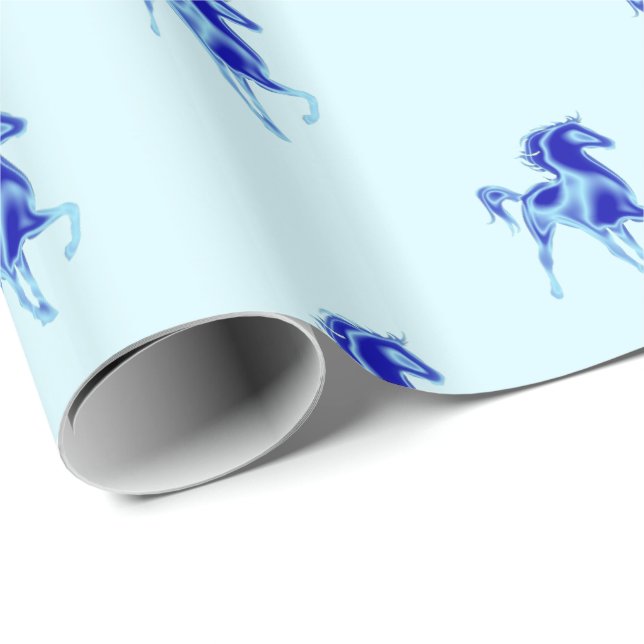 Custom Colours Wrapping Paper Blue Horse (Roll Corner)