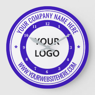Custom Colours Your Logo Name Website - Modern Blu Large Clock