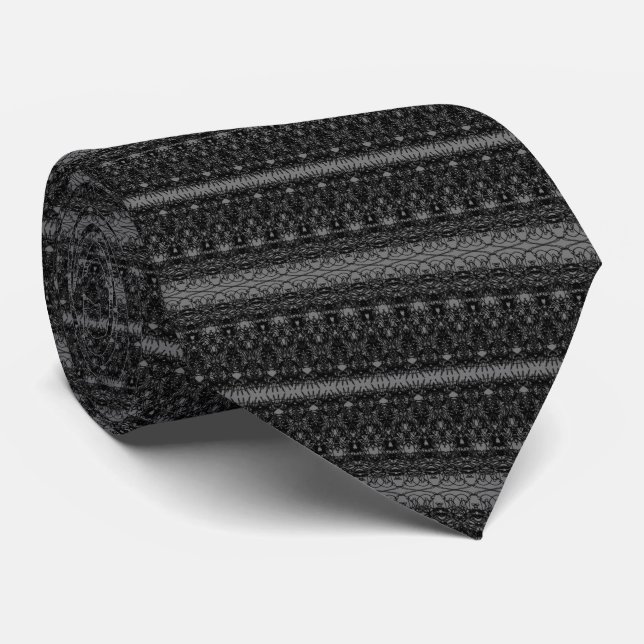 Custom Colours Your Neck Tie - Black Grey Lines (Rolled)
