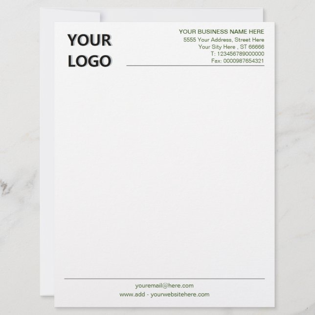 Custom Colours Your Office Letterhead with Logo (Front)