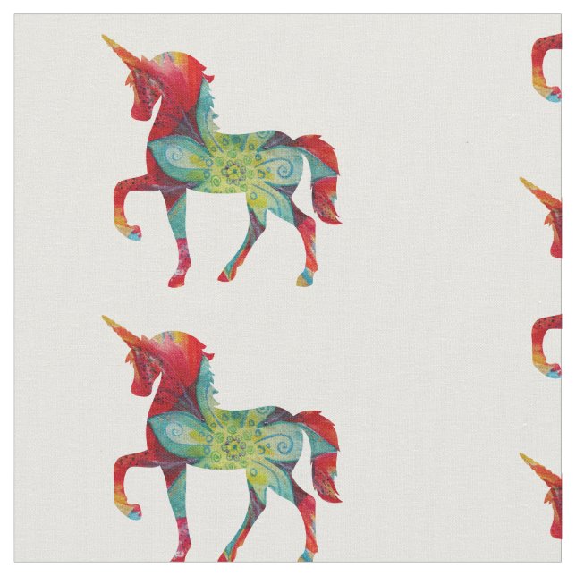 Custom Combed Cotton  Fabric Unicorn (Close Up)