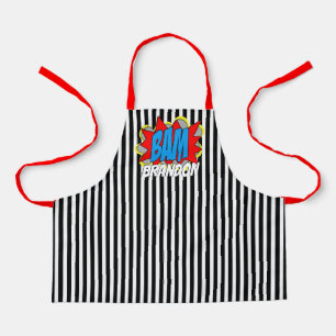 Custom Comic Book Pop Art Stripes Pattern Apron