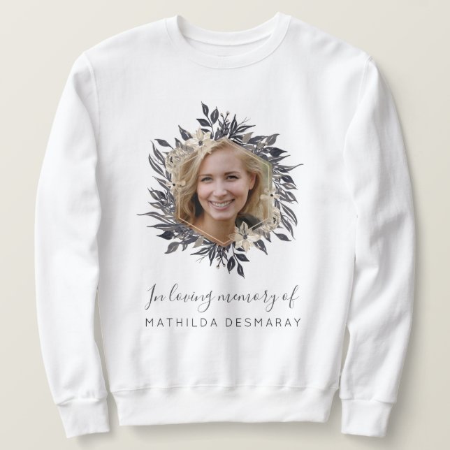 Custom Commemorative Plaque Elegant Photo Memorial Sweatshirt (Design Front)