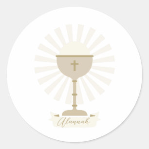 Custom Communion Gold Chalice  Classic Round Sticker