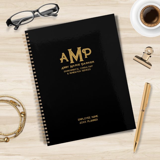 Custom Company Black Gold 3 Letter Monogram Logo Planner (Creator Uploaded)