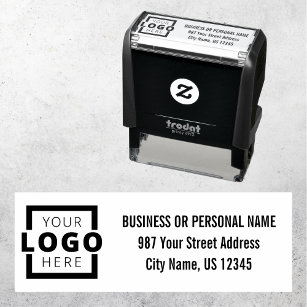 Custom Company Business Logo Address Self-inking Stamp