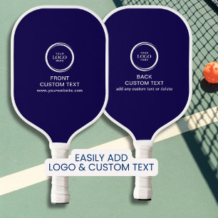 Custom Company Business Logo And Text Simple Blue Pickleball Paddle