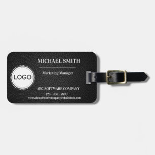 Custom Company Business Logo Black Leather Luggage Tag