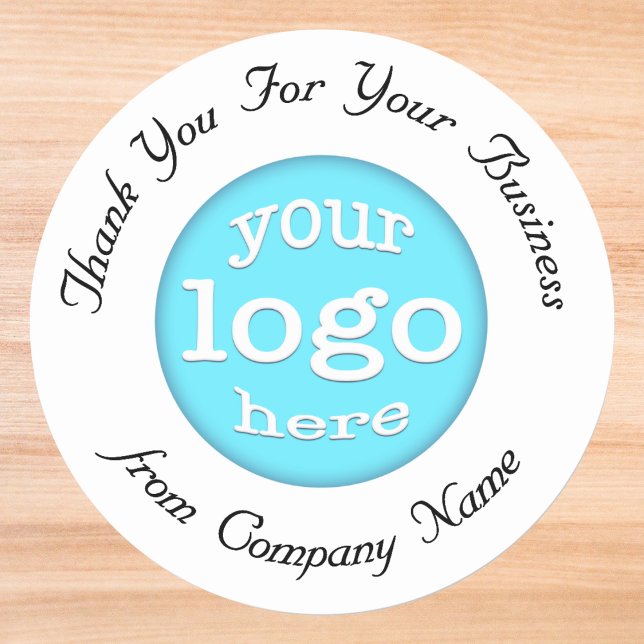 Custom Company Business Logo Elegant Thank You Classic Round Sticker (Custom Company Business Logo Elegant Thank You Classic Round Sticker)