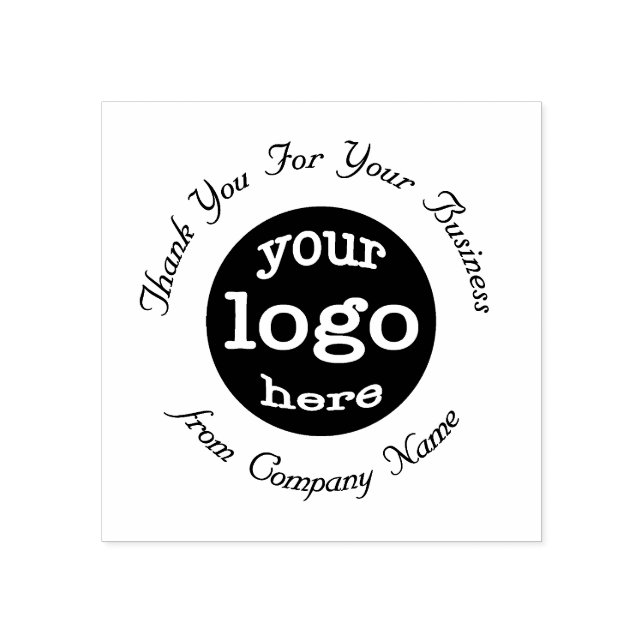 Custom Company Business Logo Elegant Thank You Rubber Stamp (Imprint)