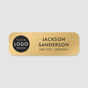 Custom Company Business Logo Gold Staff Employee Name Tag