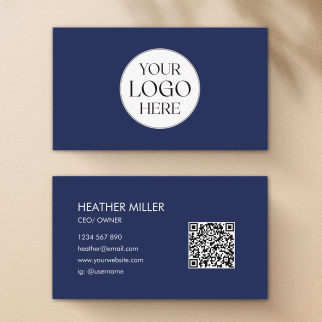 Custom Company Business Logo Minimalist QR Code Business Card (Front and Back)