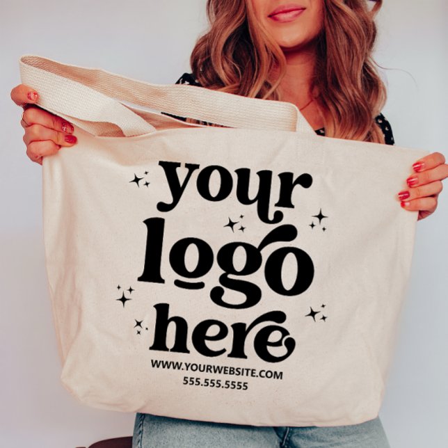 Custom Company Business Logo Personalised Text Large Tote Bag (Creator Uploaded)
