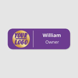 custom company business logo professional purple name tag