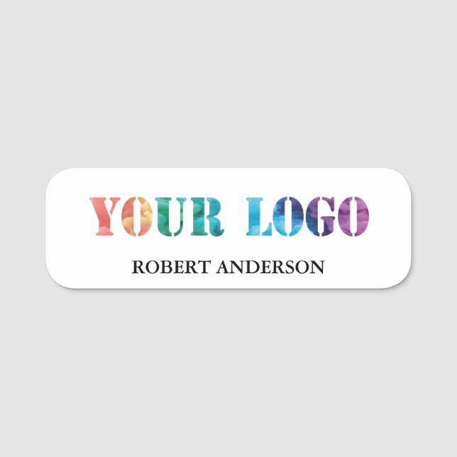 custom company business logo professional white  name tag (Front)