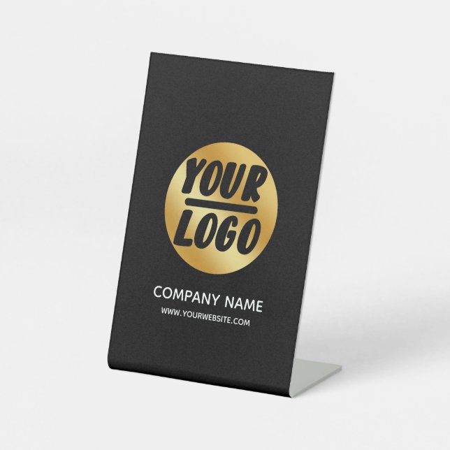 Custom company business logo promotion chic modern pedestal sign (Front)