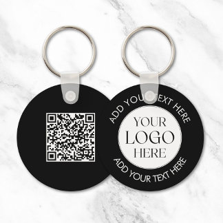 Custom Company Business Logo QR Code Modern Key Ring