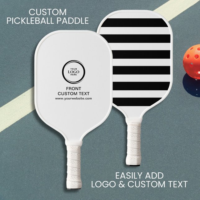 Custom Company Business Logo Text Black Stripe Pickleball Paddle (Creator Uploaded)