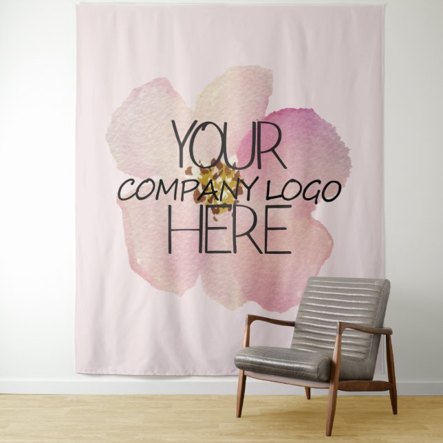 Custom Company Business Trade Show Logo Backdrop Tapestry (In Situ)