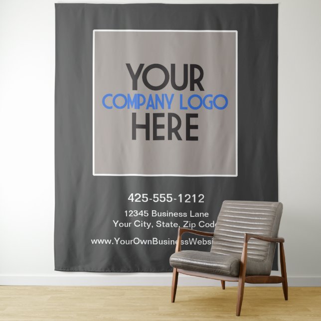 Custom Company Business Trade Show Logo Backdrop Tapestry (In Situ)