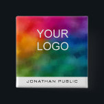Custom Company Corporate Business Logo Text 15 Cm Square Badge<br><div class="desc">Custom Company Corporate Business Logo Text Template Elegant Modern Square Button.</div>