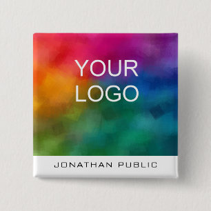 Custom Company Corporate Business Logo Text 15 Cm Square Badge